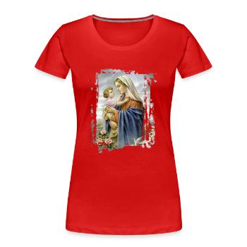 Holly Mary Maria Madonna Mariana Vierge Marie - T-shirt bio Premium Femme - rouge - Devant - Mia (176cm)