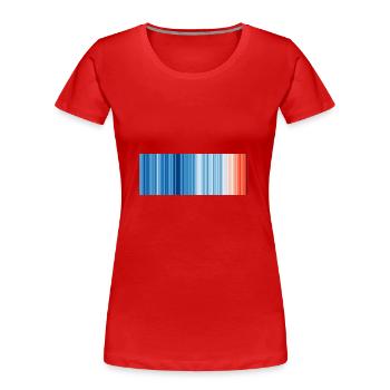 Warming Stripes illlustrating the global warming - Women's Premium Organic T-Shirt - red - Front - Mia (176cm)