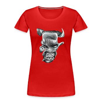 Demon Face - Women's Premium Organic T-Shirt - red - Front - Mia (176cm)