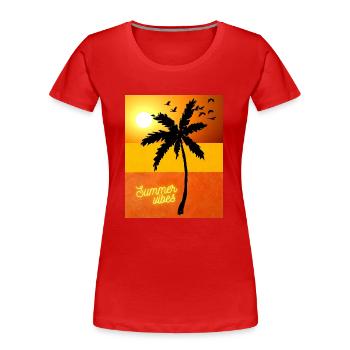 Sommer Vibes T Shirt - Frauen Premium Bio T-Shirt - Rot - Vorne - Mia (176cm)