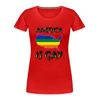 pride america queer schwul lesbisch liebe bi trans - Frauen Premium Bio T-Shirt - Rot - Vorne - Mia (176cm)