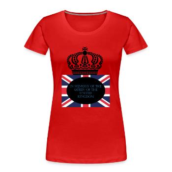 In memory of the Queen of the United Kingdom. - Frauen Premium Bio T-Shirt - Rot - Vorne - Mia (176cm)