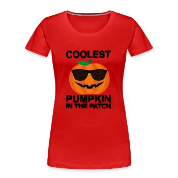 Coolest Pumpkin in the Patch - Frauen Premium Bio T-Shirt - Rot - Vorne - Mia (176cm)
