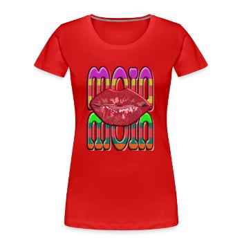 Moin Moin mit Kussmund zum Früstück - Frauen Premium Bio T-Shirt - Rot - Vorne - Mia (176cm)