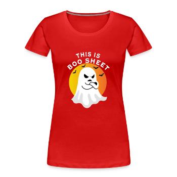 Halloween - Ghost this is boo sheet - Women's Premium Organic T-Shirt - red - Front - Mia (176cm)
