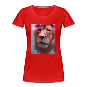 Comic Cartoon Drawing of a queer Lioness lion - Frauen Premium Bio T-Shirt - Rot - Vorne - Mia (176cm)