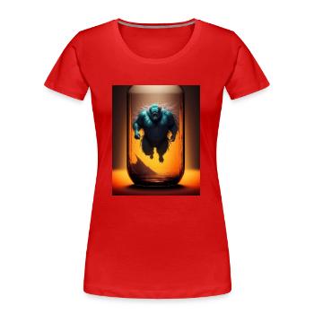 Monstre dans un bocal vide - T-shirt bio Premium Femme - rouge - Devant - Mia (176cm)