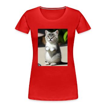 Chat persan blanc - T-shirt bio Premium Femme - rouge - Devant - Mia (176cm)