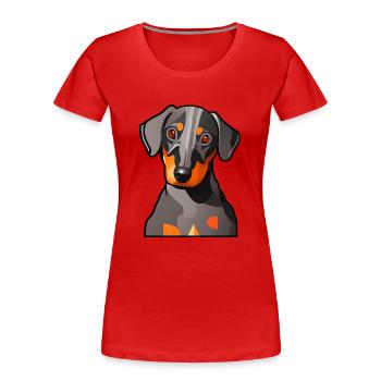 Motif graphique Dachshund Design - T-shirt bio Premium Femme - rouge - Devant - Mia (176cm)