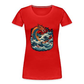 Chinese dragon emerging from water - T-shirt bio Premium Femme - rouge - Devant - Mia (176cm)