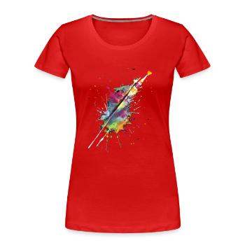 Mehrfarbige Aufgabe - Frauen Premium Bio T-Shirt - Rot - Vorne - Mia (176cm)