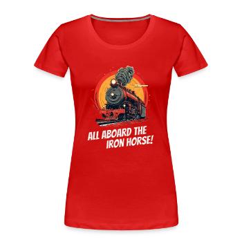 Alle an Bord der Iron Horse - Frauen Premium Bio T-Shirt - Rot - Vorne - Mia (176cm)