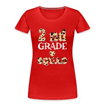Leopard 2nd Grade Teacher Gifts - Women's Premium Organic T-Shirt - red - Front - Mia (176cm)