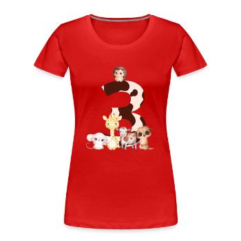 3. Jahrestag - Tiere zum dritten Jahrestag - Frauen Premium Bio T-Shirt - Rot - Vorne - Mia (176cm)
