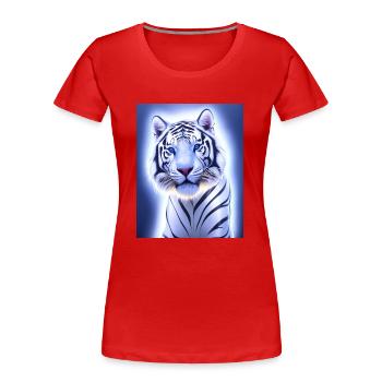 Majestätisches weißes Tigerporträt Tier - Frauen Premium Bio T-Shirt - Rot - Vorne - Mia (176cm)