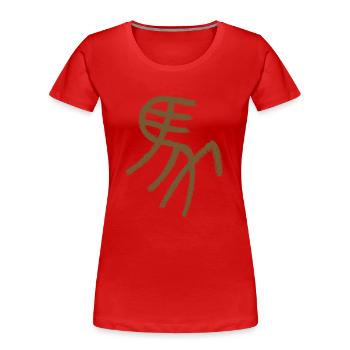 Pferd (Chinesisch) Siegel - Schriftzeichen - Frauen Premium Bio T-Shirt - Rot - Vorne - Mia (176cm)