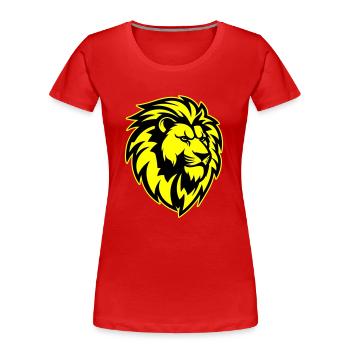 Tête de Lion - T-shirt bio Premium Femme - rouge - Devant - Mia (176cm)