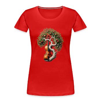 Musique, Arbre, Violon, Violon, Orchestre, Big Band - T-shirt bio Premium Femme - rouge - Devant - Mia (176cm)