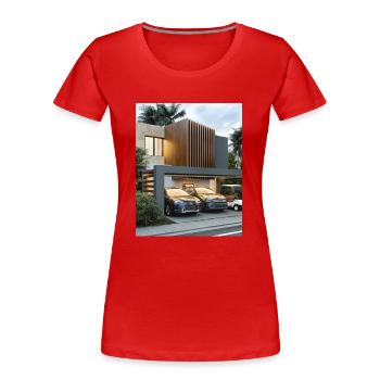 Haus - Frauen Premium Bio T-Shirt - Rot - Vorne - Mia (176cm)