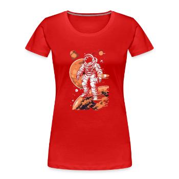 Cooler Astronaut im Weltall - Frauen Premium Bio T-Shirt - Rot - Vorne - Mia (176cm)