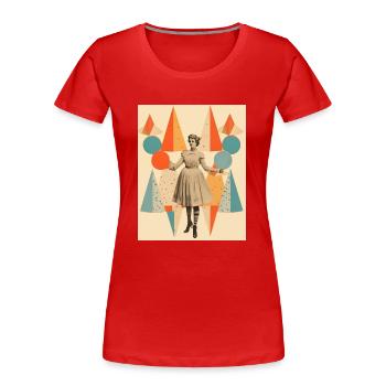Zirkusdame Papiercollage - Frauen Premium Bio T-Shirt - Rot - Vorne - Mia (176cm)