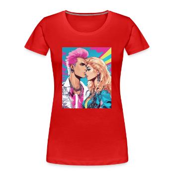 80er-Jahre-Stil - Frauen Premium Bio T-Shirt - Rot - Vorne - Mia (176cm)