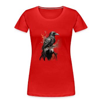 Mystic Black Raven Crow Illustration - Women's Premium Organic T-Shirt - red - Front - Mia (176cm)