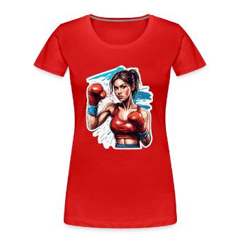 Boxer / Sport / Kampf / Arena / Boxring / Fäuste - Frauen Premium Bio T-Shirt - Rot - Vorne - Mia (176cm)