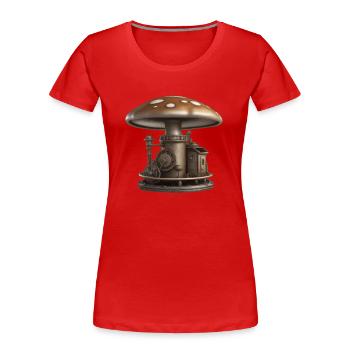 Steampunk champignon cèpes nature automne chanterelle - T-shirt bio Premium Femme - rouge - Devant - Mia (176cm)