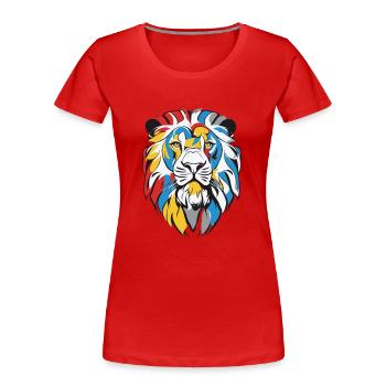 Lion Majestueux, Animaux, Nature Sauvage, Tigre, Prédateur - T-shirt bio Premium Femme - rouge - Devant - Mia (176cm)