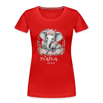 Mama 2024 Elephant Floral Wreath Celebration - Women's Premium Organic T-Shirt - red - Front - Mia (176cm)