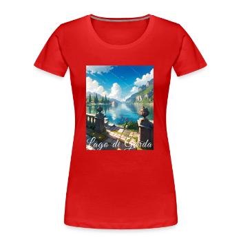 Lago di garda,Gardasee,see,landschaft - Frauen Premium Bio T-Shirt - Rot - Vorne - Mia (176cm)