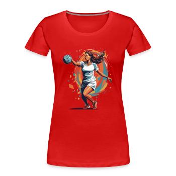Handballerin Streetwear Ikonischer Stil - Frauen Premium Bio T-Shirt - Rot - Vorne - Mia (176cm)