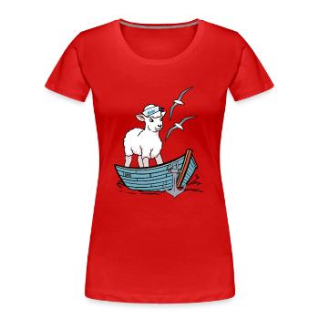 Moin maritim Schaf Boot Schafe Küste Boot - Frauen Premium Bio T-Shirt - Rot - Vorne - Mia (176cm)