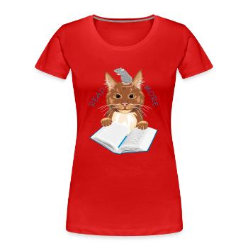 The cat and mouse love to read books - Women's Premium Organic T-Shirt - red - Front - Mia (176cm)