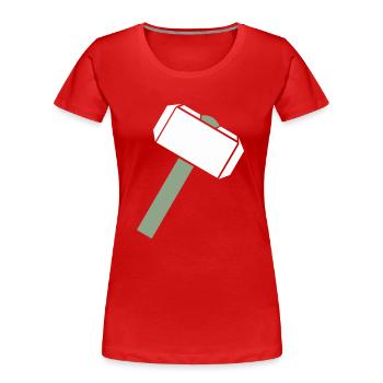 Hammer 02 - Women's Premium Organic T-Shirt - red - Front - Mia (176cm)