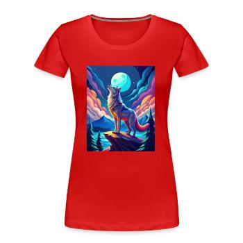 heulender Wolf - Frauen Premium Bio T-Shirt - Rot - Vorne - Mia (176cm)