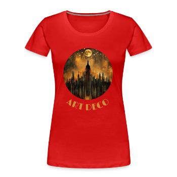 Art déco - T-shirt bio Premium Femme - rouge - Devant - Mia (176cm)