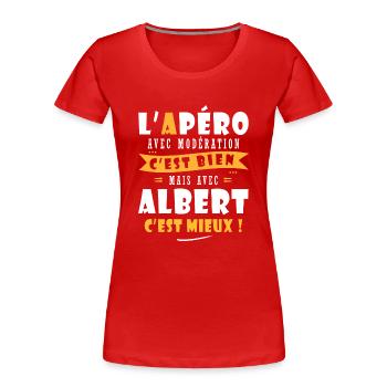 Albert Cadeau Humour personnalisé cadeau albert - T-shirt bio Premium Femme - rouge - Devant - Mia (176cm)