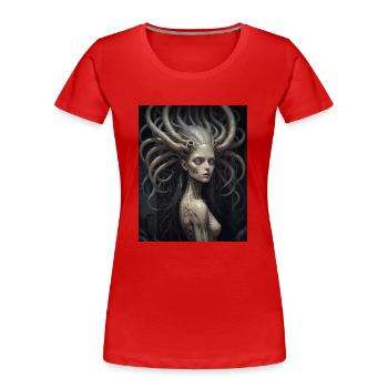 Un parasite extraterrestre a pris le contrôle d’une femme monstre - T-shirt bio Premium Femme - rouge - Devant - Mia (176cm)