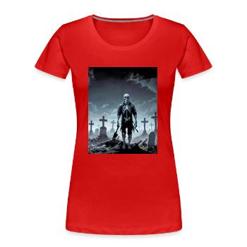 Böses Skelett auf einem Friedhof Monster Dark Horror - Frauen Premium Bio T-Shirt - Rot - Vorne - Mia (176cm)