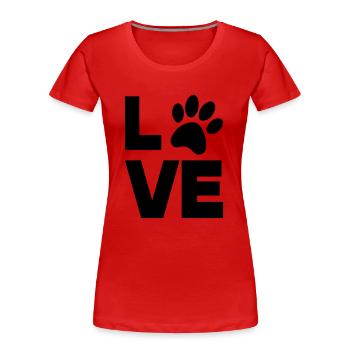 paw love - Women's Premium Organic T-Shirt - red - Front - Mia (176cm)