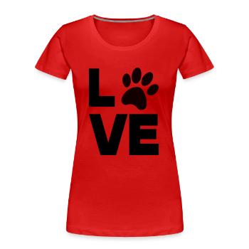 paw love - Women's Premium Organic T-Shirt - red - Front - Mia (176cm)