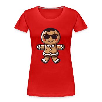 lebkuchenmann sonnenbrille - Frauen Premium Bio T-Shirt - Rot - Vorne - Mia (176cm)