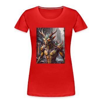 Mutant Monster halb Mensch halb Insekt Dark Horror - Frauen Premium Bio T-Shirt - Rot - Vorne - Mia (176cm)