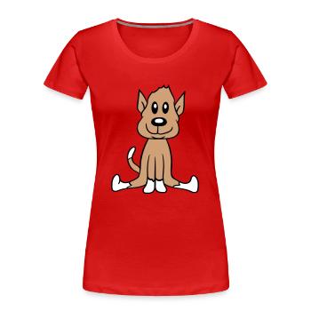 chien assis mignon petit chiot heureux animal de compagnie - T-shirt bio Premium Femme - rouge - Devant - Mia (176cm)
