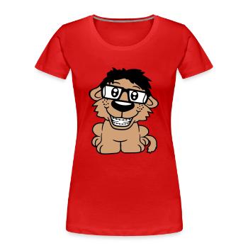Hund Nerd Hornbrille Geek Zahnspange Schlau Lustig - Frauen Premium Bio T-Shirt - Rot - Vorne - Mia (176cm)