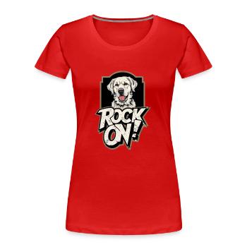 Labrador Retriever Dog - Rock on - Women's Premium Organic T-Shirt - red - Front - Mia (176cm)