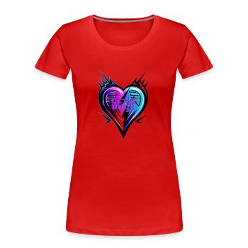 Coeur LETs ROCK - Saint-Valentin - T-shirt bio Premium Femme - rouge - Devant - Mia (176cm)