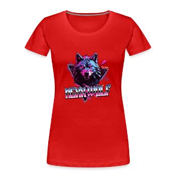 Mexx Wolf Retro Design - Frauen Premium Bio T-Shirt - Rot - Vorne - Mia (176cm)